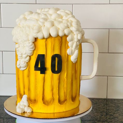 Beer mug cake, 40th Beer Shaped Cakes For Men, Fun Birthday Cakes For Adults For Men, Beer Mug Birthday Cake, 40 Birthday Cakes Men, Small Beer Cake, Mans 40th Birthday Cake Ideas, Mens 60th Birthday Cake Ideas, Men’s 40th Birthday Cake Ideas, Birthday Cake Men Funny