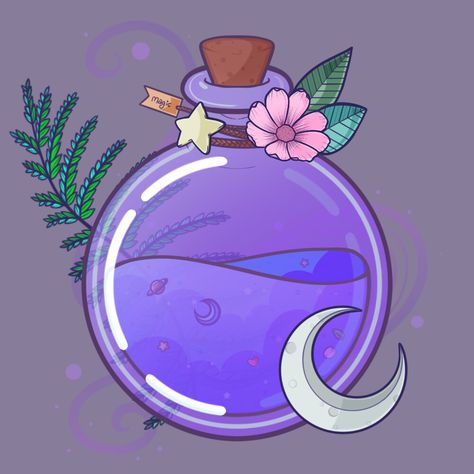 Kawaii Potion Bottle, Potion Bottle Sketch, Spell Bottle Drawing, Potion Illustration Bottle, Cute Potion Bottles Drawing, Potion Bottle Painting, Stained Glass Potion Bottle, Potion Bottle Illustration, Potion Bottle Art