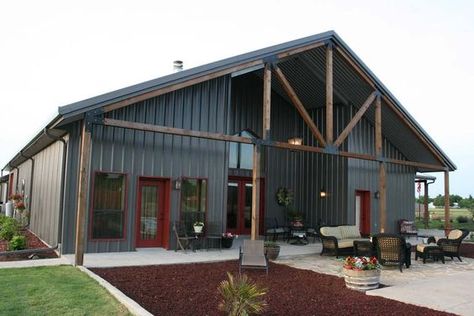 Steel Building Metal Buildings With Living Quarters, Display Visual Merchandising, Steel Building Homes, Barn Conversions, Metal Building Home, Building Home, Barn Living, Pole Buildings, Metal House