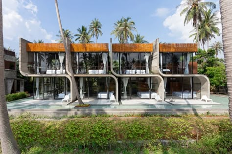 Gallery of Bunjob House / NPDA Studio + Nutthawut Piriyaprakob - 2 Ko Phangan, Big Glass Windows, Row House Design, Tropical Lifestyle, Resort Design, Hotel Architecture, Row House, House Elevation, Traditional Architecture