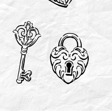 Lock And Key Sister Tattoo, Key And Keyhole Couple Tattoo, Vintage Lock And Key Tattoo, Key And Keyhole Tattoo, Lock And Key Sketch, Padlock And Key Tattoo, Lock And Key Matching Tattoos, Traditional Lock And Key Tattoo, Lock It Tattoo