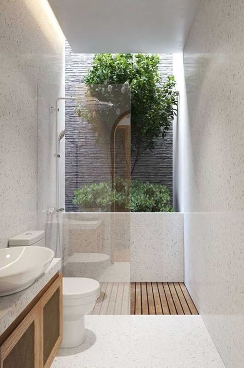 Tropical Bathroom, Outdoor Bathroom Design, Architecture Bathroom, Outdoor Bathrooms, Toilet Design, Bathroom Inspiration Decor, Small Bathroom Design, Design Bathroom, Interior Garden