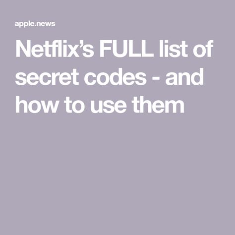 Netflix’s FULL list of secret codes - and how to use them Netflix Codes 2024, Code Secret Website, Netflix Hidden Codes, Free Netflix Codes, Netflix Suggestions, Netflix Categories, Teardrop Trailer Plans, Netflix Movie List, 90s Films