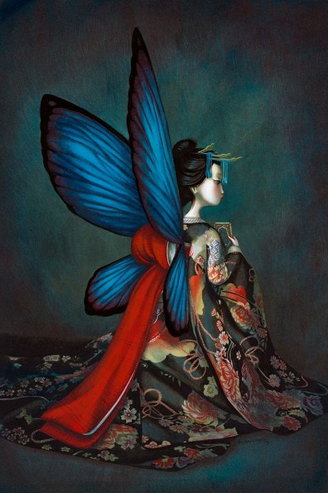 Madam Butterfly Benjamin Lacombe, Art Papillon, Shutter Island, Madame Butterfly, Hur Man Målar, Lowbrow Art, Art Et Illustration, Beautiful Fairies, Pop Surrealism