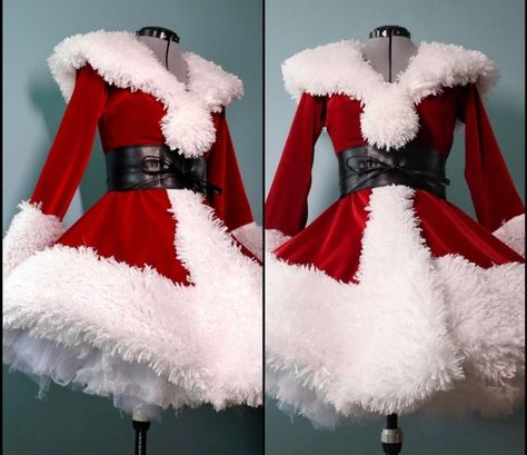 Homemade Christmas Outfits, Female Santa Outfit, Diy Christmas Dress, Santa Cosplay, Mrs Claus Outfit, Mrs Claus Dress, Christmas Costumes Women, Harajuku Clothes, Santa Dress