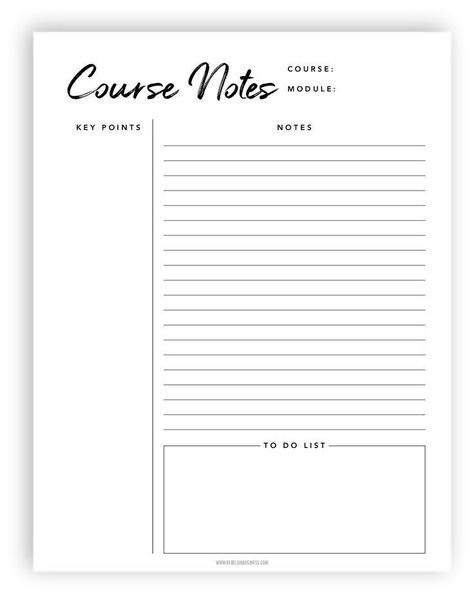 Printable Notes Templates, Life Organization Printables, Office Printables, Course Notes, Notes School, Notes Templates, Printable Forms, Cornell Notes Template, Notes Printable