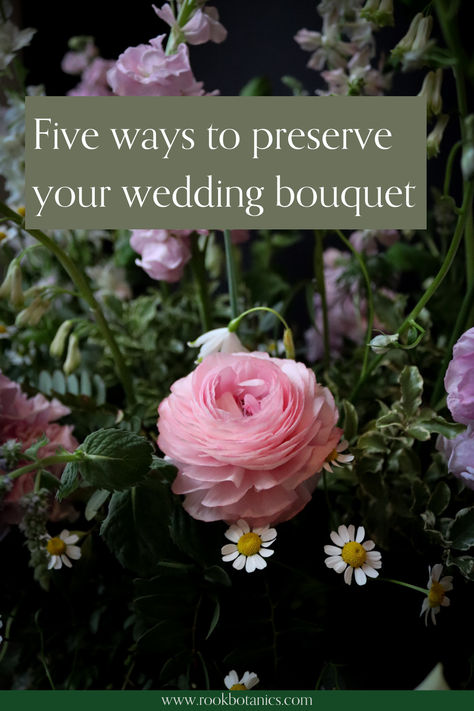 Preserving your wedding or bridal bouquet allows you to keep a beautiful, lasting memento from one of the most important days of your life. It's worth thinking before your wedding day about ways to preserve your blooms.

Written by experienced wedding florist, Sarah Rushbrooke of Rook Botanics, based in Glasgow, UK. Wedding Florist, Bridal Bouquet, Florist, Wedding Day, Flowers