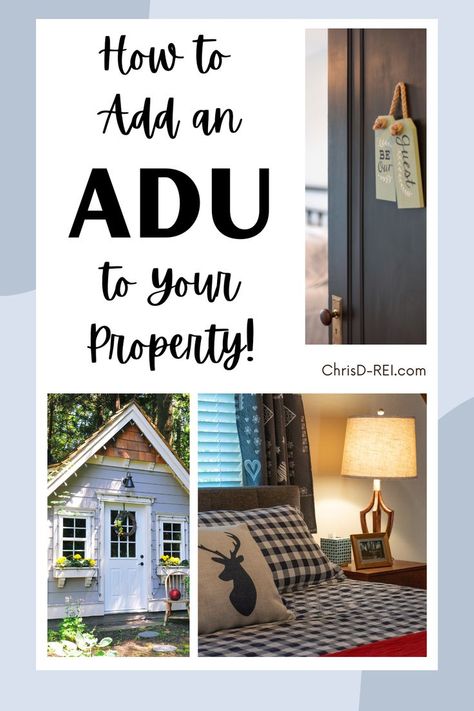 There are several types of ADU’s that you can build, depending on your goals and your local municipal codes. The top approaches to adding an ADU include: attached ADU’s such as basement suites or conversions of existing space, detached ADUs such as garden suites or garage conversions, and lastly, above garage suite additions. Adu Attached To House, Adu Addition, Attached Adu, Garage Suite, Garden Suite, Attached Garage, Garage Conversion, Real Estate Investing, Basement