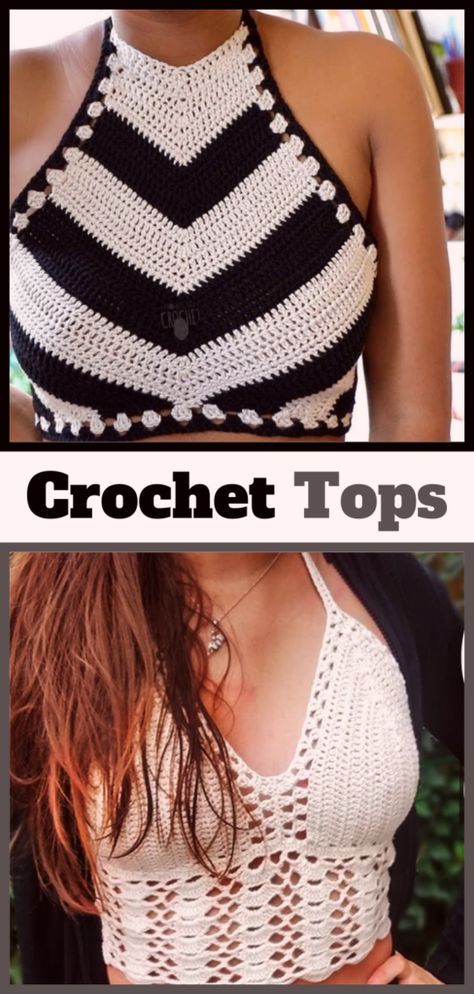 Crop Top Free Pattern, Crochet Halter Top Pattern Free, Crochet A Crop Top, Diy Crochet Top, Crochet Halter Top Pattern, Crochet Patterns Free Beginner, Crochet Bra, Crochet Crop Top Pattern, Crochet Tops Free Patterns