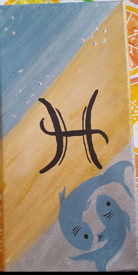 Pisces Painting, Small Canvas Art, Small Canvas, Easy Paintings, Art Diy, Painting Ideas, Astrology, Phone Wallpaper, Canvas Art