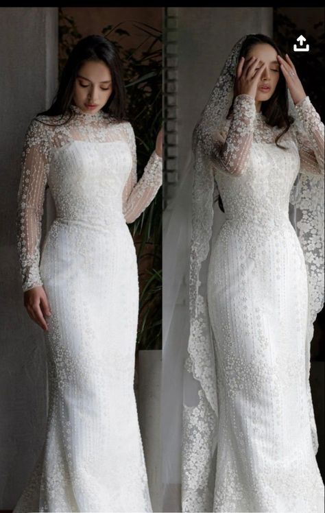 Classic Wedding Looks Brides, Classy Wedding Dress 2023, Boatneck Wedding Dress Lace, Beaded Applique Wedding Dress, Turtle Neck Wedding Gown, Wedding Dress For Christian Bride, Round Neckline Wedding Dress, Elegant White Dress Classy Wedding Gowns, Christian Wedding Dress Ideas