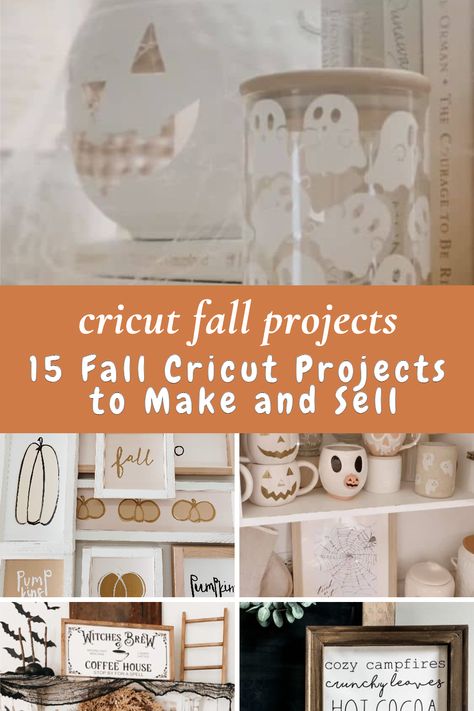 15 fall cricut craft to sell for your Etsy shop or to local stores that blend creativity with fall's warmth. Unearth unique ideas from fall home décor to halloween project, all designed to kindle the festive spirit and boost your business this fall. cricut halloween cricut fall cricut fall projects diy halloween decor diy items to sell diy crafts cricut ideas to sell Fall Crafts With Cricut, Fall Decor With Cricut, Fall Diy Decor To Sell, Cricut Projects For Fall, Fall Circuit Projects, Halloween Crafts To Sell Cricut, Autumn Cricut Projects, Cricut Autumn Projects, Cricut Fall Crafts