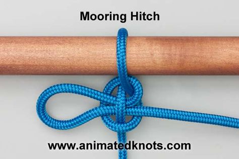 Ashley appears to have overlooked this simple knot. He suggested that the name "Mooring Hitch" may have been an early name for the Rolling Hitch (ABOK # 1791, p 304) and pointed out that when snug it will not slip down the post. He actually used the name Mooring Hitch for (ABOK # 1194, p 217 ). However, later in the book this same knot appeared as the Pile Hitch (ABOK # 1815, p 306) – which name appears to have stuck. Quick Release Knot, Animated Knots, Scout Knots, Sailing Knots, Bowline Knot, Hook Knot, Reef Knot, Camping Knots, Survival Knots