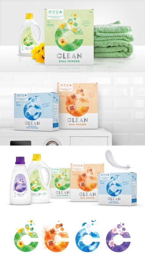 These Laundry Products Stand Out On The Shelves — The Dieline | Packaging & Branding Design & Innovation News Cleaning Product Packaging Design, Cleaning Products Design Branding, Laundry Branding, Detergent Packaging, Cleaning Products Design, Fresh Packaging, Dieline Packaging, Detergent Brands, Packaging Template Design