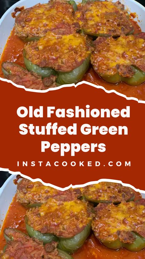 Welcome to our delightful recipe for Old Fashioned Stuffed Green Peppers! If you're a fan of vibrant and wholesome dishes, you're in for a treat. These Old Stuffed Green Pepper Recipes, Old Fashioned Stuffed Peppers, Recipes For Stuffed Peppers, Old Fashioned Stuffed Bell Peppers, Stuff Peppers In The Oven, Stuffed Green Peppers Recipes, Stuffed Green Peppers With Ground Beef, Southern Stuffed Bell Peppers, Green Peppers Recipes