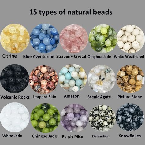 Amazon.com: 1200pcs 6mm Natural Round Stone Beads Real Gemstone Beading Loose Gemstone Hole Size 1mm DIY Smooth Beads for Bracelet Necklace Earrings Jewelry Making,Box Packed(24 Material -A,6mm) : Arts, Crafts & Sewing Types Of Beads For Jewelry, Mala Ideas, Crystal Bead Jewelry, Gemstone Beads Wholesale, Round Bead Necklace, Stones For Jewelry Making, Beads For Sale, Easy Jewelry, Beads Mala