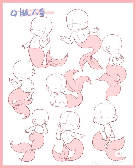 Chibi Anatomy, References Poses, Chibi Reference, Chibi Poses, Mermaid Drawing, Silly Doodles, Reference Ideas, Chibi Sketch, 캐릭터 드로잉