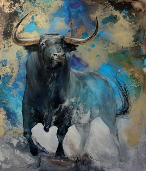 Spray Paint Metal, Contemporary Wildlife Art, Bull Artwork, Taurus Art, Bull Painting, Bull Art, Paint Metal, Arte Peculiar, Animal Illustration Art