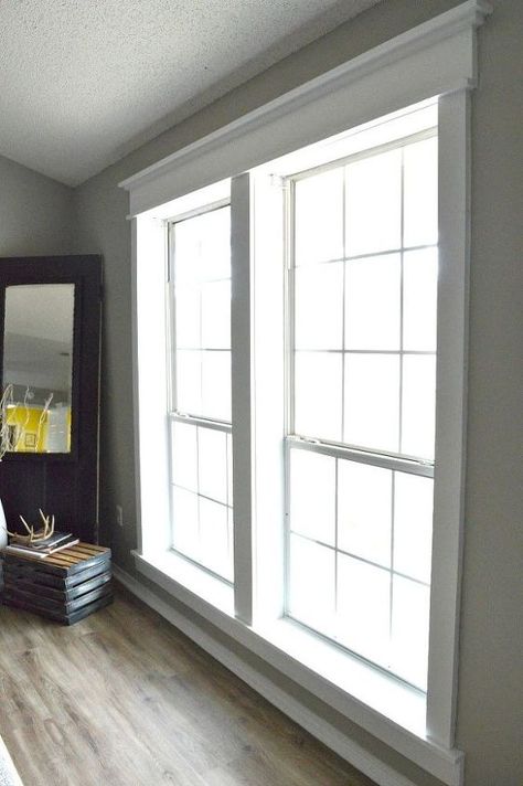 diy craftsman window trim Trim Casing, Craftsman Window, Craftsman Window Trim, Diy Window Trim, Farmhouse Trim, Interior Farmhouse, Interior Window Trim, Craftsman Trim, Budget Interior