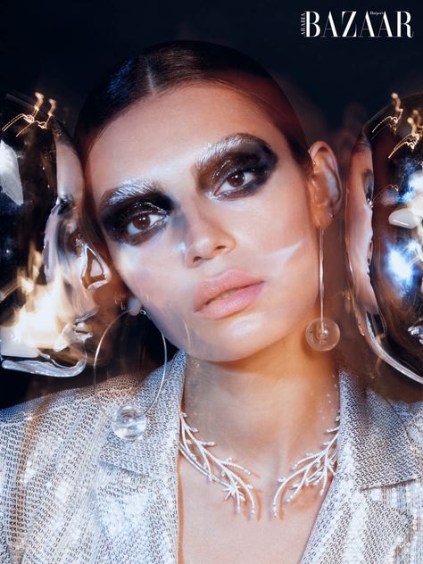 Rubina Dyan Harper’s Bazaar Arabia Quintin & Ron Beauty Editorial | Page 2 Futuristic Beauty Editorial, Rubina Dyan, Display Mannequins, Photoshoot Themes, Beauty Shoot, Futuristic Fashion, Female Portraits, Harper’s Bazaar, Beauty Photos