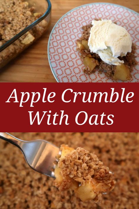 Easy Apple Crumble With Oats Recipe - Gluten Free - Without Flour Apple Crumble Recipe Easy, Apple Crumble With Oats, Pear Crumble Recipe, Recipe With Oats, Gluten Free Apple Crumble, Easy Apple Crumble, Healthy Apple Crumble, Pear Crumble, Gluten Free Apple