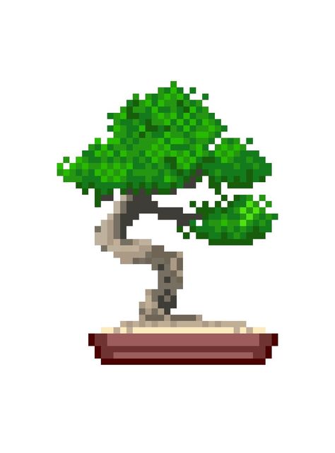 Pixel Art Plants, Pixel Plants, Bonsai Tree Tattoos, Pixel Png, Piskel Art, Pixel Color, Pixel Animation, Pixel Art Tutorial, Pixel Art Templates