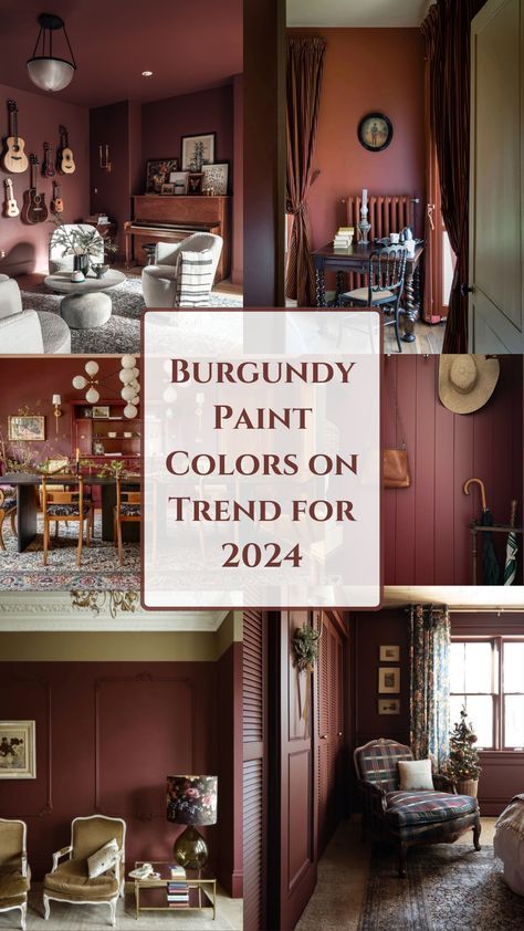 I don’t know if you’ve heard, but burgundy painted rooms are anticipated to be a major trend in the year 2024. I narrowed down favorite brownish red paint colors that I have come across in my “perfect red paint colors” hunt. I hoping to find the perfect color to paint my powder room... help me decide! Farrow And Ball Red Paint, Aged Wine Sherwin Williams, Dark Red Dining Room Walls, Burgundy Hallway Ideas, Best Maroon Paint Color, Farrow And Ball Burgundy, Rockwood Dark Red Sherwin Williams, Benjamin Moore New London Burgundy, Dark Auburn Sw Paint