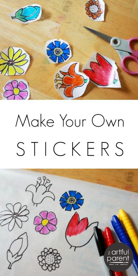 Make your own stickers with this easy DIY method and some contact paper. This creative activity for kids gives them free reign to create their own stickers. Contact Paper Crafts, Diy Girls Bedroom, Homemade Stickers, Diy Xmas Gifts, How To Make Stickers, Creative Activities For Kids, Make Your Own Stickers, Art Activities For Kids, Paper Crafts For Kids