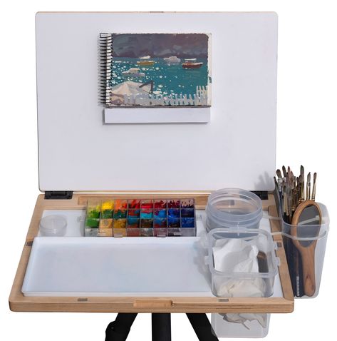 Plein Air Gouache, Diy Pochade, Easel Ideas, Lena Rivo, Painting With Gouache, Pochade Box, Travel Art Kit, Paint Tubes, Air Painting