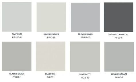 Behr Imperial Gray, Behr Gray Paint, Paint Colors Gray, Grey Paint Colours, Behr Silver Drop, Grey Paint Palette, Timeless Home Exterior, Behr Gray, Behr Paint Colors Grey