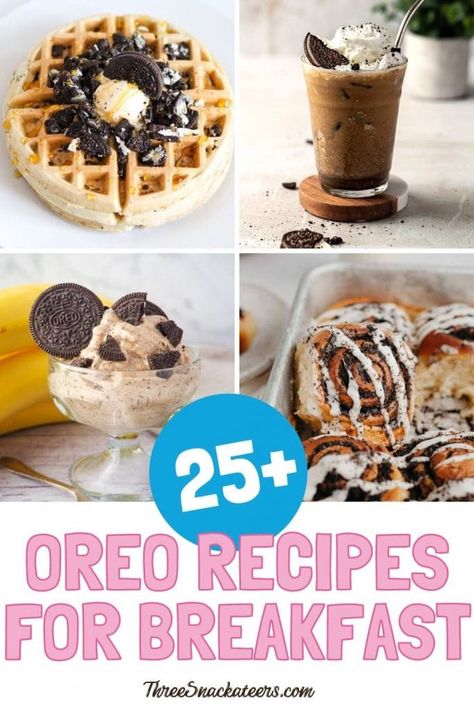 Easy and Creative Oreo Breakfast Recipes and Ideas: Pancakes, Waffles, Donuts, Cinnamon Rolls, Coffee Drinks & More Oreo Pop Tarts, Oreo Pancakes, Oreo Filling, Oreo Dessert Recipes, Ice Cream For Breakfast, Saturday Brunch, Oreo Recipes, Cream Cheese Spreads, Oreo Dessert