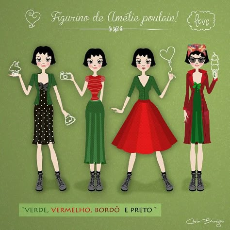 O Fabuloso Destino de Amélie Poulain é um dos maiores clássicos do cinema francês. Ele foi premiado com o Oscar de melhor filme estrangeiro… Amelie Poulain Style, Amelie Poulain Outfits, Amelie Costume, Amelie Outfit, Amélie Poulain Aesthetic, Amelie Style, Audrey Tautou, Gamine Style, Hams