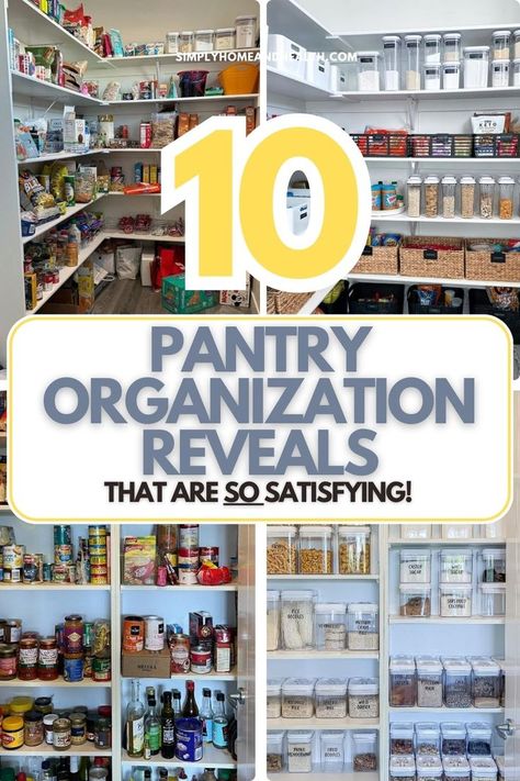 10 genius tips for organizing your pantry, plus 10 amazing pantry makeovers that are SO satisfying! Pantry organization | Pantry inspiration | Organization Tips | Organization Hacks Organising Pantry Ideas, Pantry Canister Organization, Pantry Organization Labels List, Good Pantry Organization, How To Categorize Pantry, Pantry Organization Clear Bins, Organize Large Pantry, Pantry Mason Jar Storage, Functional Pantry Organization