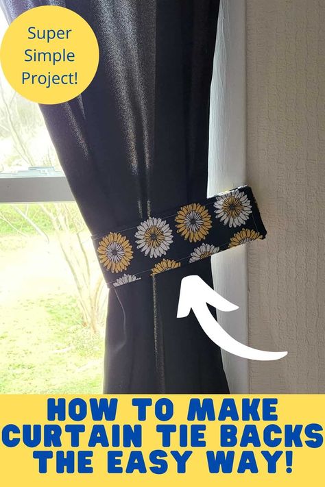 Knit Curtain Tie Backs, How To Make Curtain Tie Backs Easy Diy, Creative Curtain Tie Backs, Homemade Curtain Tie Backs, Diy Magnetic Curtain Tie Backs, Drapery Tie Back Ideas, Diy Curtain Tie Backs No Sew, Easy Curtain Tie Backs Diy, How To Tie Back Curtains Ideas