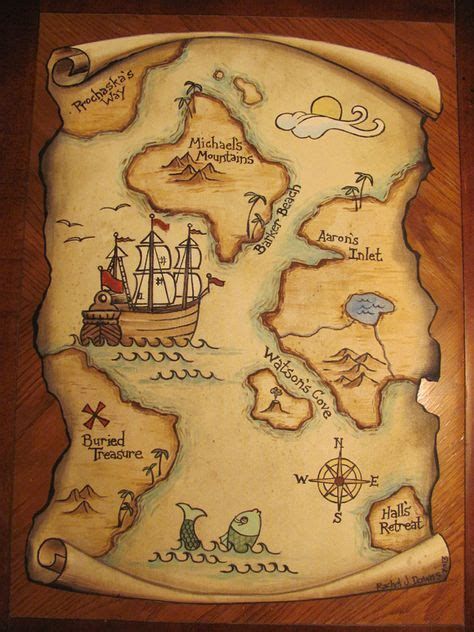 Treasure Map Drawing, History Drawings, Map Sketch, Crafts For Kids Paper, Pirate Treasure Maps, Map Wall Mural, Map Crafts, Fantasy World Map, Map Projects