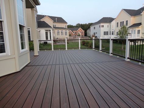 Two Tone Deck Color Ideas | Deck color - Cordovan Brown Semi-Transparent Stain by Behr - I'm ... Porch Floors, Brown Deck, Floor Stain Colors, Wood Floor Stain Colors, Deck Stain Colors, Painted Porch, Farmhouse Backyard, Deck Landscaping, Deck Stain