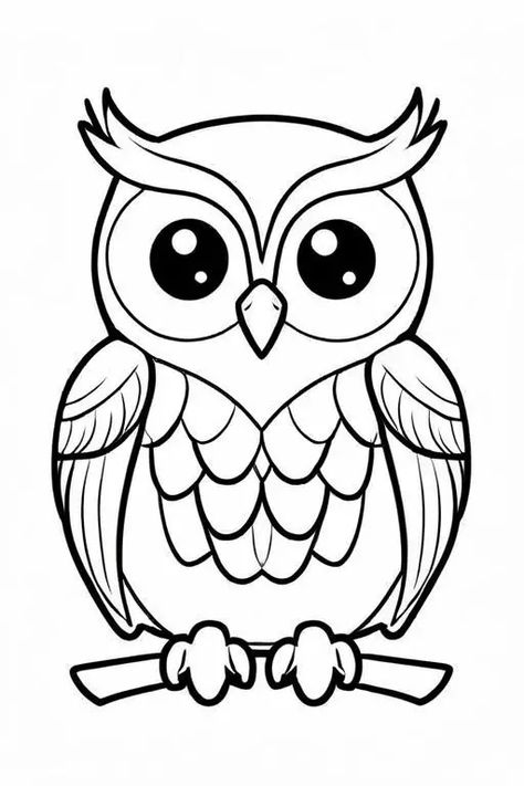 Cute Owl Drawing Simple, Cartoon Owl Drawing, Owl Drawing Simple, Cute Owl Drawing, Owl Outline, Simple Owl, Owl Templates, Owl Coloring, Owl Printables