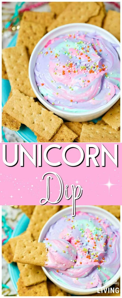 Unicorn Dip, Unicorn Party Food, Unicorn Food, Unicorn Birthday Party Decorations, Unicorn Party Ideas, Birthday Party Snacks, Unicorn Themed Birthday Party, Cupcakes Decorados, Themed Desserts