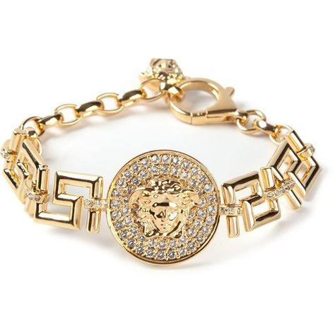 VERSACE Greek Medusa coin bracelet ($560) found on Polyvore featuring women's fashion, jewelry, bracelets, 27. bracelets & watches., accessories, gold tone jewelry, coin jewelry, versace jewellery, swarovski crystal jewelry and versace Greek Medusa, Versace Designer, Black Gold Jewelry, Versace Jewelry, Coin Bracelet, Gold Chains For Men, Versace Collection, Gold Jewelry Simple, Gold Jewelry Indian