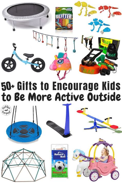 Outdoor Christmas Gifts For Kids, Outdoor Gifts For Kids, Kids Christmas Gift Guide, Outdoor Christmas Gifts, Christmas Presents For Kids, Be More Active, Creative Holiday Gifts, Non Toy Gifts, Unique Gifts For Kids