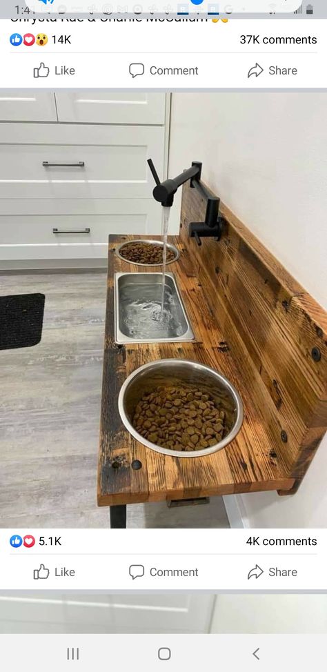 Farmhouse Mud Room, Pet Food Station, Dog Food Station, Pet Station, Diy Dog Food, Dog Yard, Water Station, Construction Diy, Food Stations