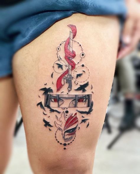 Means Tattoo Ideas, Itachi Uchiha Small Tattoo, Naruto Themed Tattoos, Itachi Uchiha Tattoo Ideas Forearm, Naruto Theme Tattoo Ideas, Naruto Tattoo Ideas Itachi, Itachi Tattoo, Small Japanese Tattoo, Bleach Tattoo