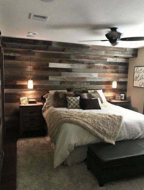 Wood Walls Bedroom, Couples Decor, Beautiful Bedrooms Master, Housing Ideas, Basement Bedroom, Interior Vintage, Camper Remodel, Bedroom Remodel, Accent Wall Bedroom