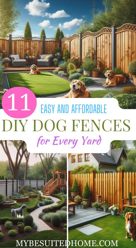 Give your pup the freedom to play safely! Discover 11 easy and affordable DIY dog fence ideas for any yard size or budget. Find the perfect solution to create a secure and happy space for your furry friend. #diydogfence
#dogfencingideas
#safeplayforpups
#backyarddogfun
#budgetfriendlydogfence Small Backyard With Dogs, No Dig Dog Fence Ideas, Affordable Fence Ideas Dogs, Yard Separation Ideas For Dogs, Front Yard Dog Fence Ideas, Fenced In Area For Dogs, Backyard Fencing Ideas For Dogs, Dog Areas In Backyard Fence Ideas, Fenced Dog Area In Backyard