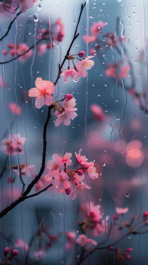 Rain scene with sakura outdoors blossom nature. | premium image by rawpixel.com Beautiful Cherry Blossom Pictures, Raining Wallpaper Aesthetic, Natural Flowers Images, Rain Phone Wallpaper, Rain Iphone Wallpaper, Pretty Wallpapers Backgrounds Beauty, Wallpaper Cherry Blossom, Raining Aesthetic, White Scenery