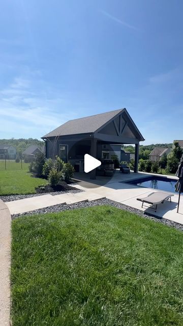 Creative Sights N Sounds on Instagram: "Finished with this beautiful pool house. * The glass door is getting frosted* #poolhouse #custombuild #poolside #swimmingpool #poolbar #poolbath #outdoorkitchen #tilebathroom #franklintn  #brentwoodtn" Cabin Pool House, Pool Bathroom Exterior Door, Small Pool House Ideas, Poolhouse Guesthouse, Pool Cabana Ideas, Small Pool House, Pool House Ideas, Barndo Ideas, Modern Pool House