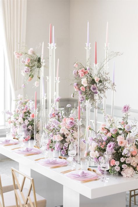 Gallery | Cloud Heaven Floral Decoration Ideas, Purple Table Decorations, Wedding Table Decorations Purple, Purple Table Settings, Pink Table Settings, Pink Purple Wedding, Purple Wedding Decorations, Ideas For Weddings, Wedding Aesthetics