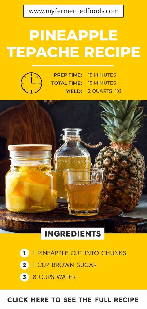 Check out my pineapple tepache recipe. It’s quick and easy to make this refreshing probiotic drink at home.  #MyFermentedFoods #Pineapple #PineappleTepache #Tepache #FermentedDrinks #Fermentation #Fermenting #Kombucha #ProbioticDrink #HomeBrew #Brewing #Drinks Fermented Pineapple, Tepache Recipe, Kvass Recipe, Kombucha Recipe, Pastas Recipes, Probiotic Drinks, Health Drinks, Healthy Vegetable Recipes, Healthy Vegetable