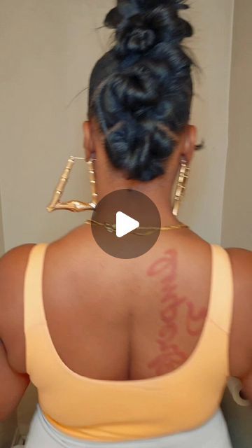 Easy Updos For Short Hair Black Women, Cute Natural Hairstyles On Short Hair, Pretty Bun Hairstyles For Black Women, 2 Part Braided Ponytail, Cornrow To Ponytail, 3 Bun Hairstyle Mohawk, Braid Hair Updos Easy, Hair Puffs Styles, Ponytail Mohawk Black Women