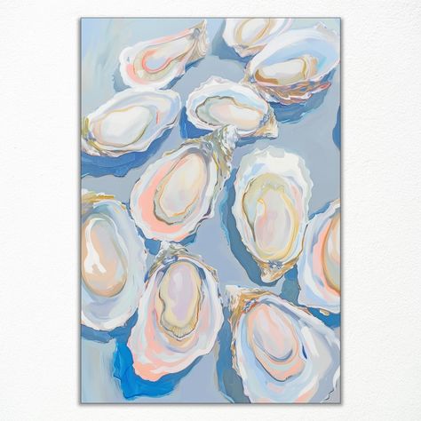 PRICES MAY VARY. Pastel Oyster Shell Painting Canvas: Transform your space with our Pastel Oyster Shell Painting Canvas. This beautiful piece features a serene and delicate depiction of oyster shells in soft pastel hues, perfect for adding a touch of coastal elegance to your home. The intricate details and calming colors make it an ideal focal point for any room. Coastal Beach House Wall Art: Enhance your beach house decor with our Coastal Beach House Wall Art. This artwork captures the essence Floral Canvas Painting Wall Decor, Colorful Coastal Interiors, Watercolor Oyster Painting, Coastal Grandma Wall Art, Coastal Oil Paintings, Seaglass Wall Art, Coastal Bedroom Art, Beach Kitchen Ideas Coastal Colors, Sandpiper Painting